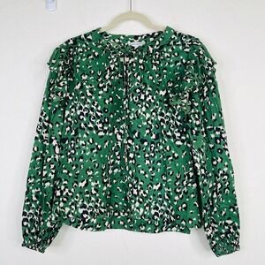 Karina Grimaldi Womens‎ Size L Cotton Blouse Abstract Artsy Ruffle Office Work